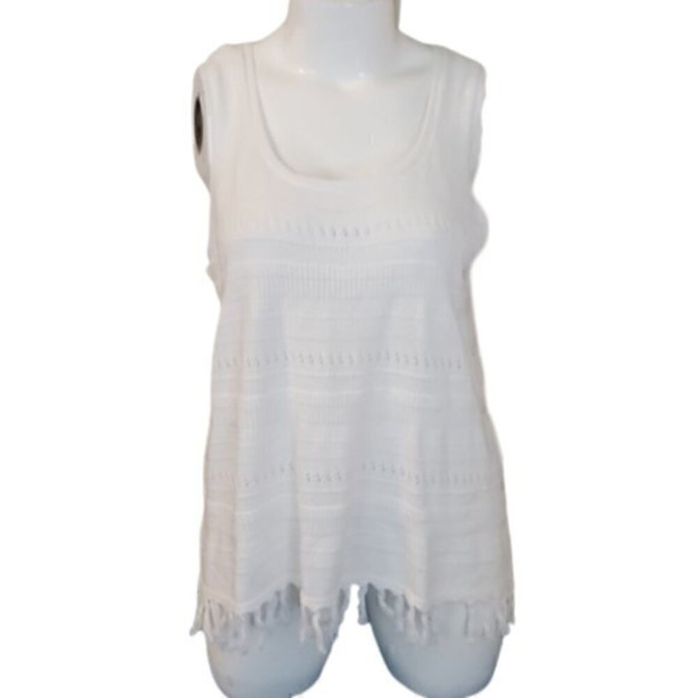 [Old Navy] White Frill Bottom Tank Top - Size 2X